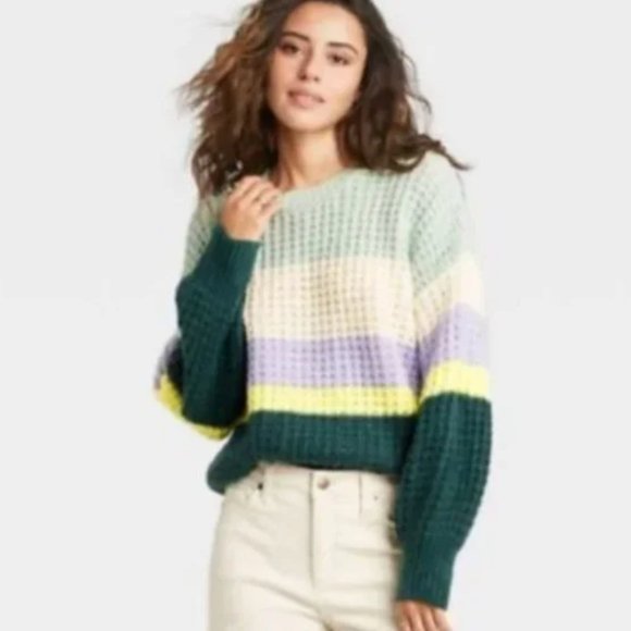 Universal Thread Sweaters - ⚡️Womens Striped Crewneck Sweater - Universal Thread